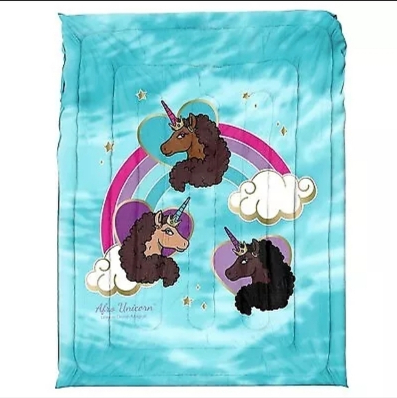 Afro Unicorn girls Microfiber Twin Comforter - Picture 1 of 4